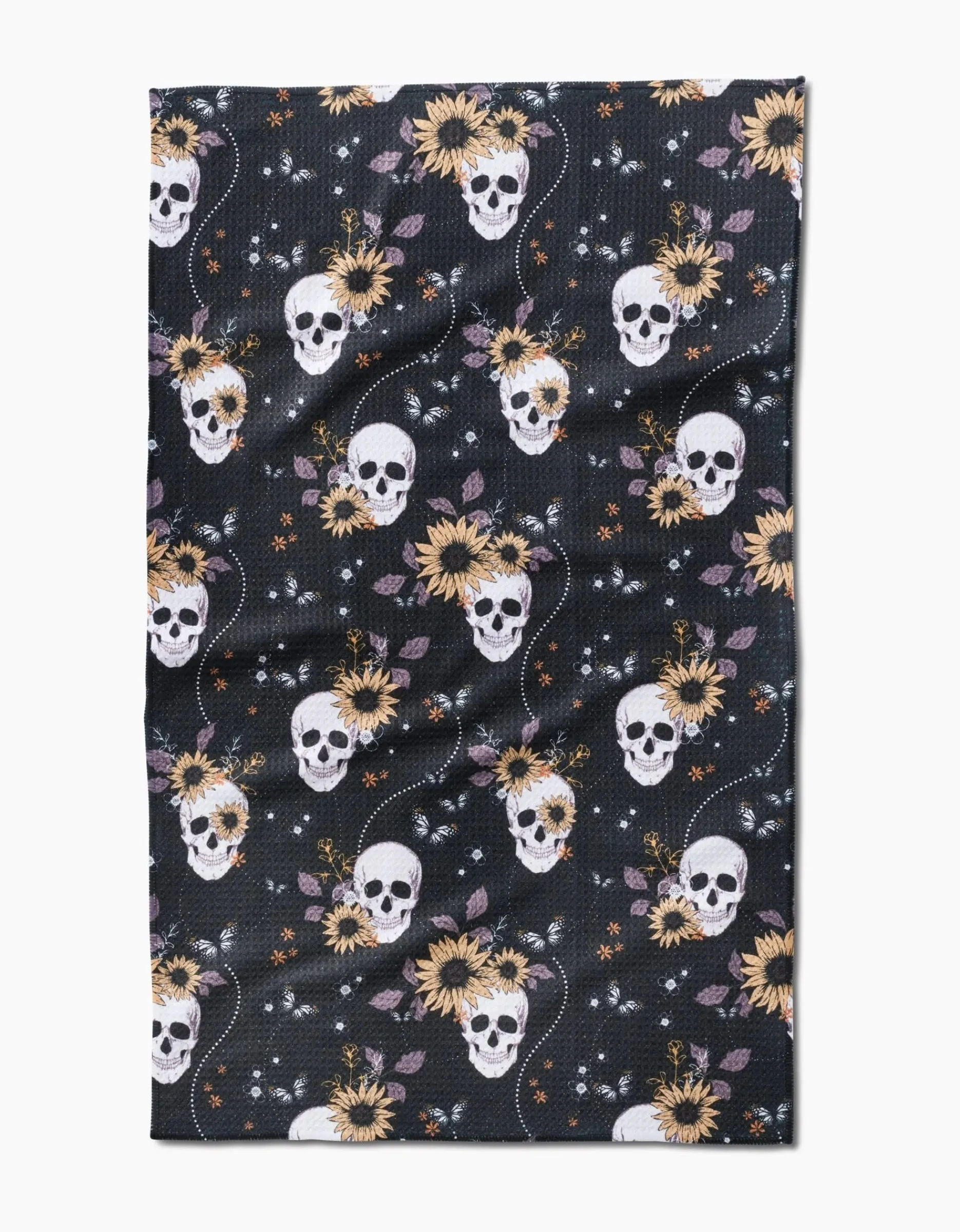 GEOMETRY Skulls In Bloom Tea Towel