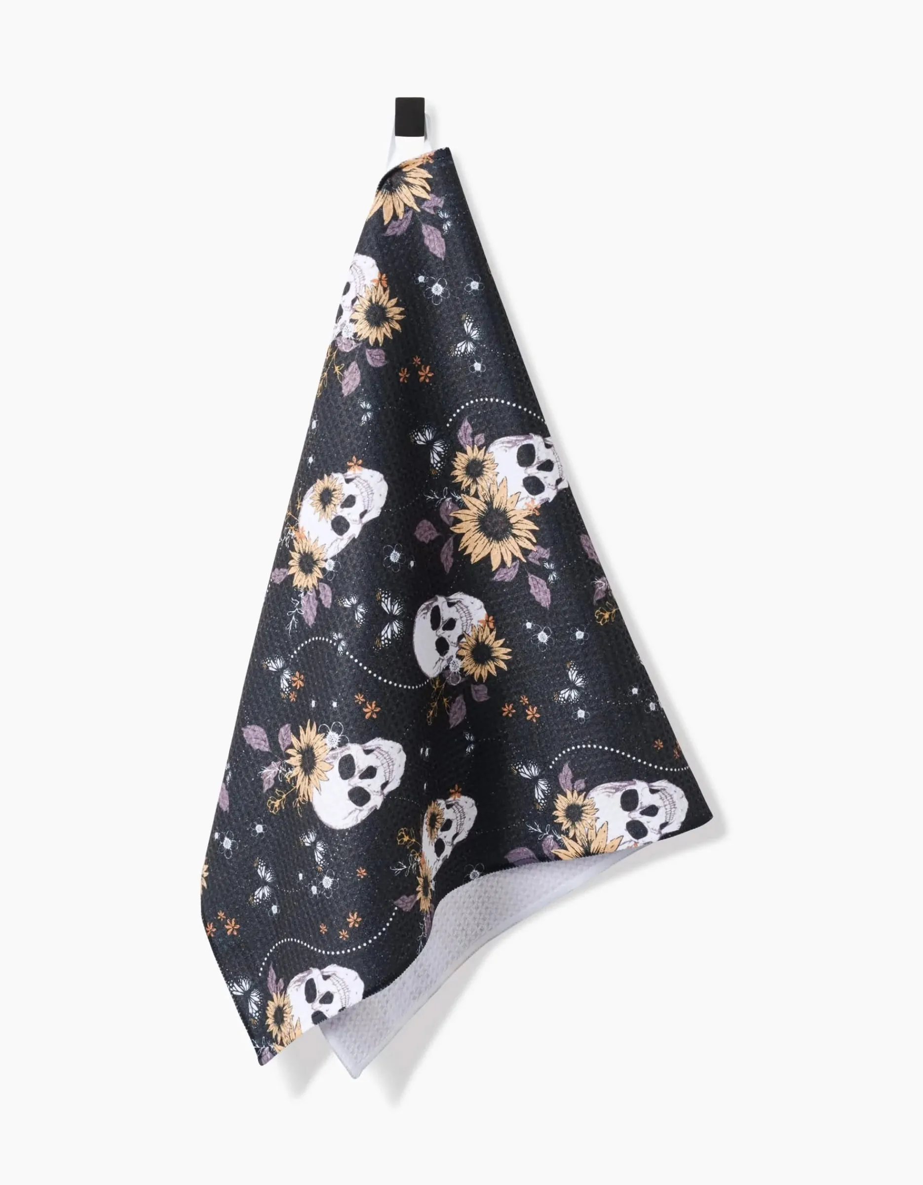 GEOMETRY Skulls In Bloom Tea Towel