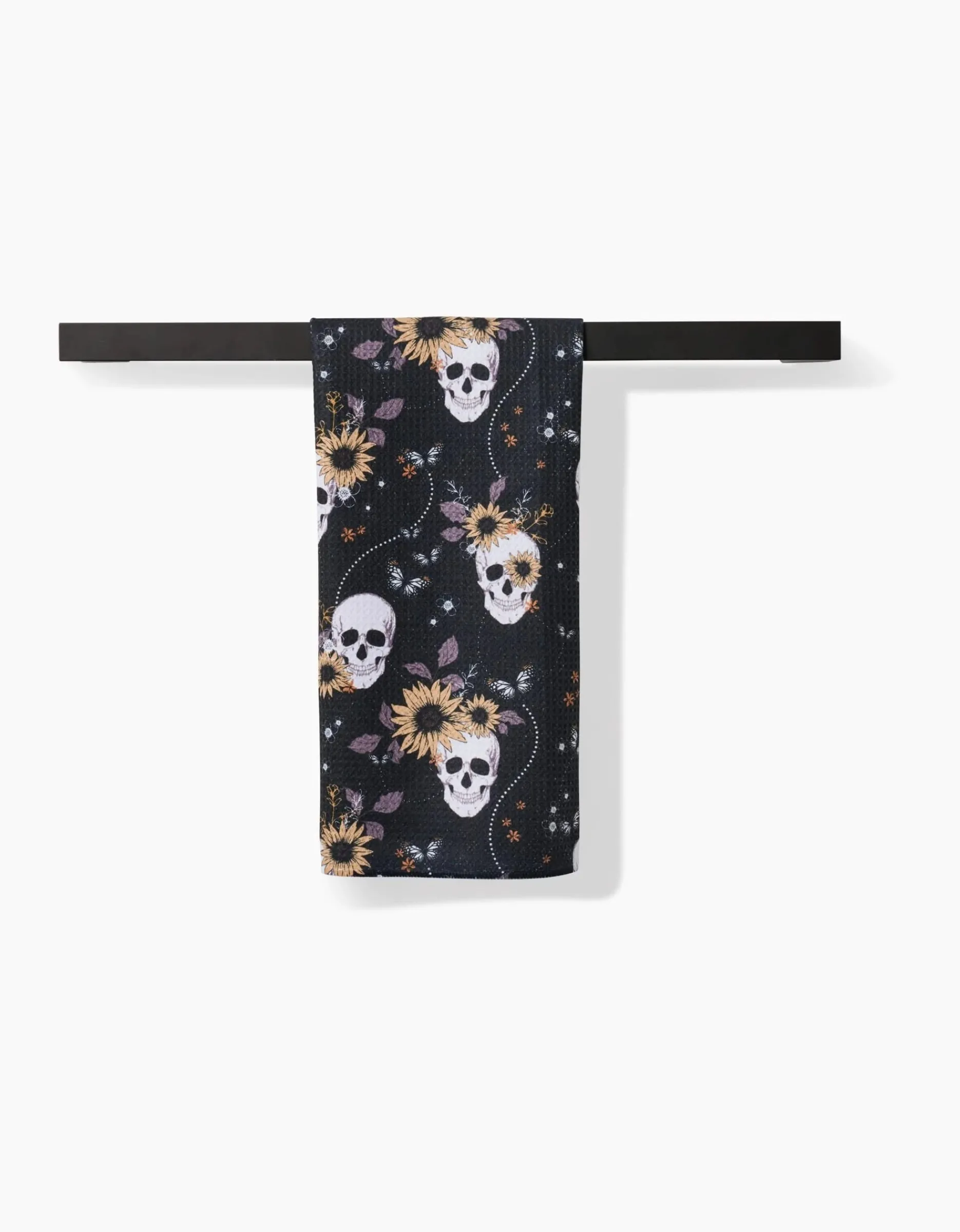 GEOMETRY Skulls In Bloom Tea Towel