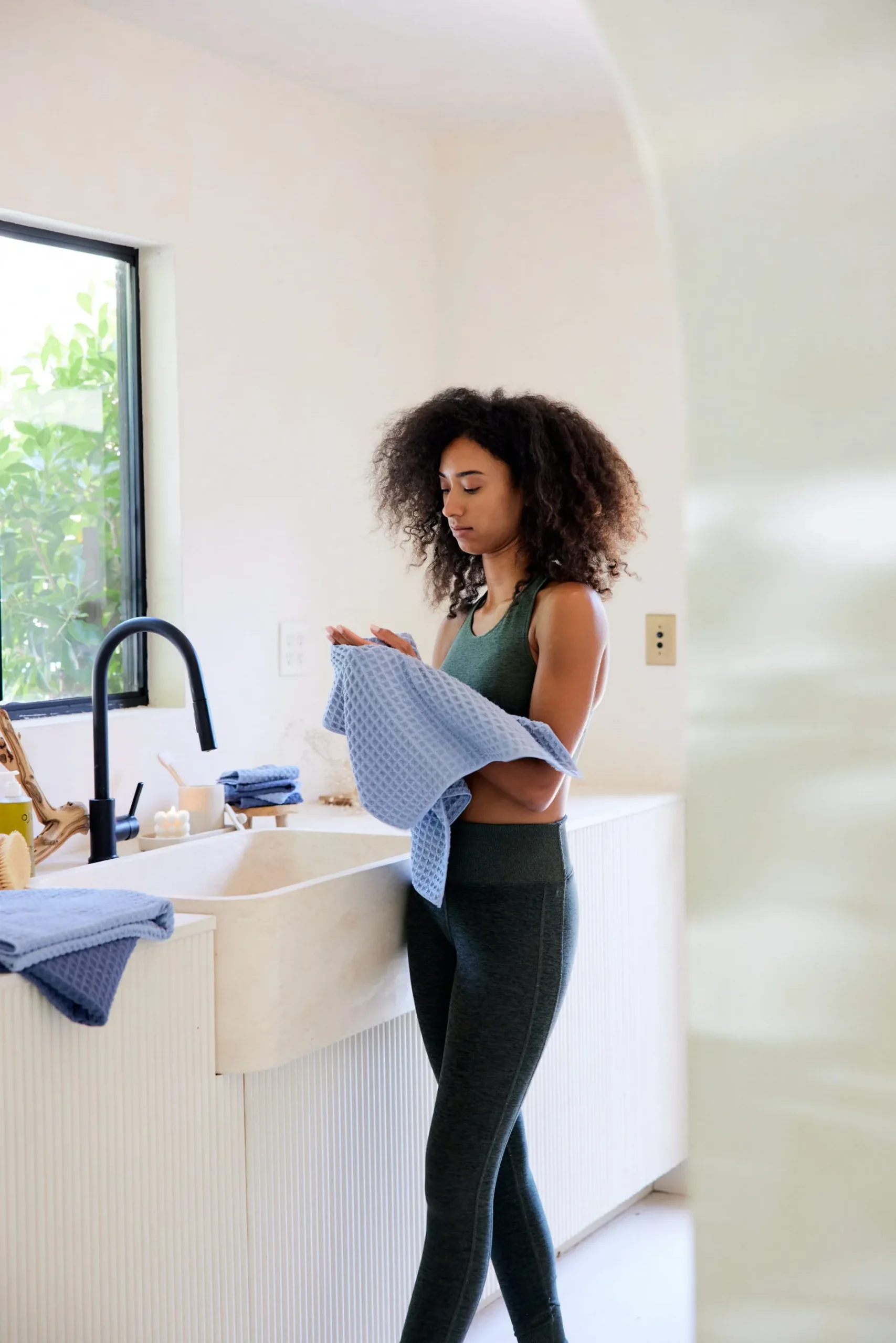 GEOMETRY Sky Waffle Hand Towel