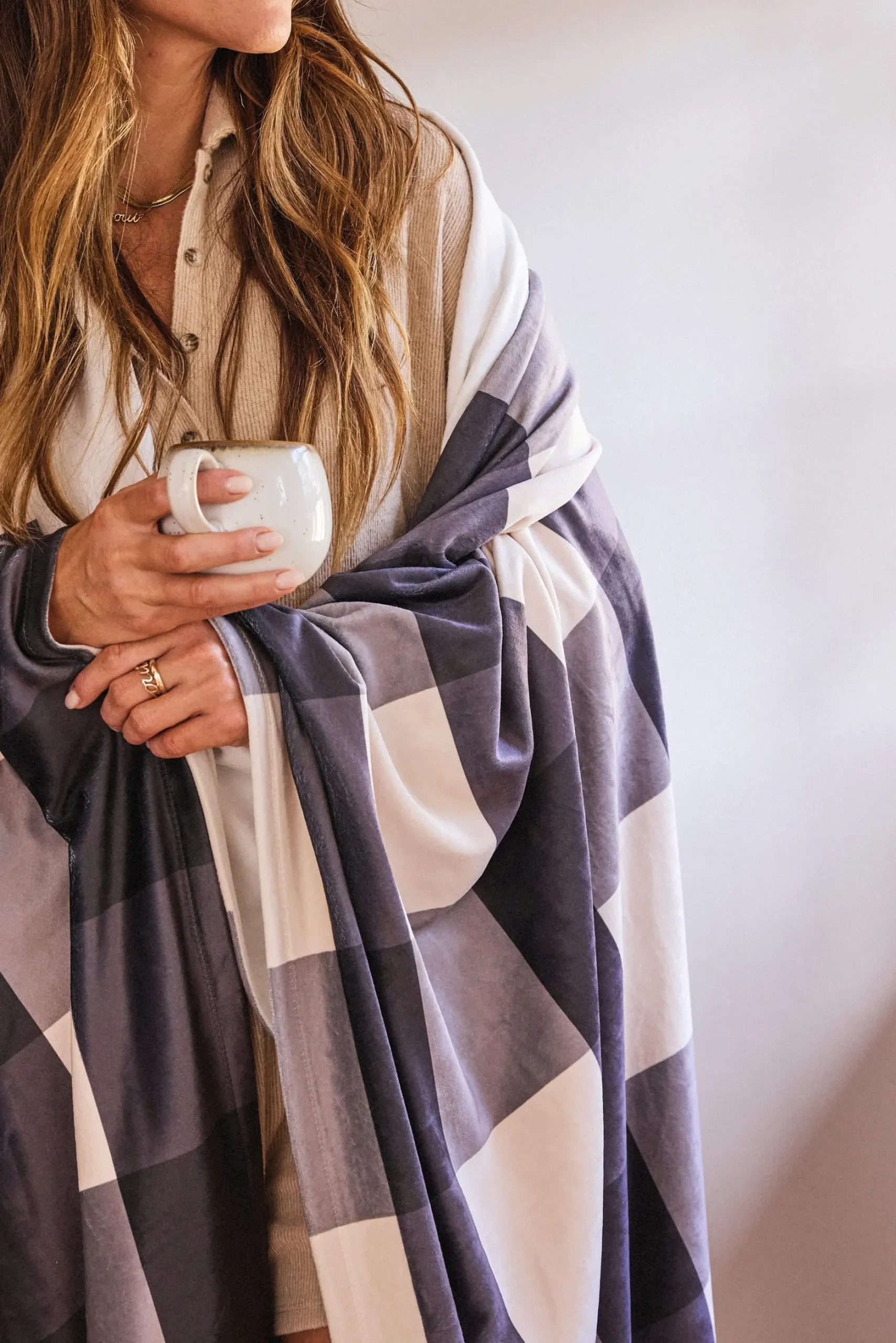 GEOMETRY Snowy Gingham Butter Blanket