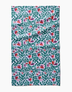GEOMETRY Spring Wavy Leaves Tea Towel
