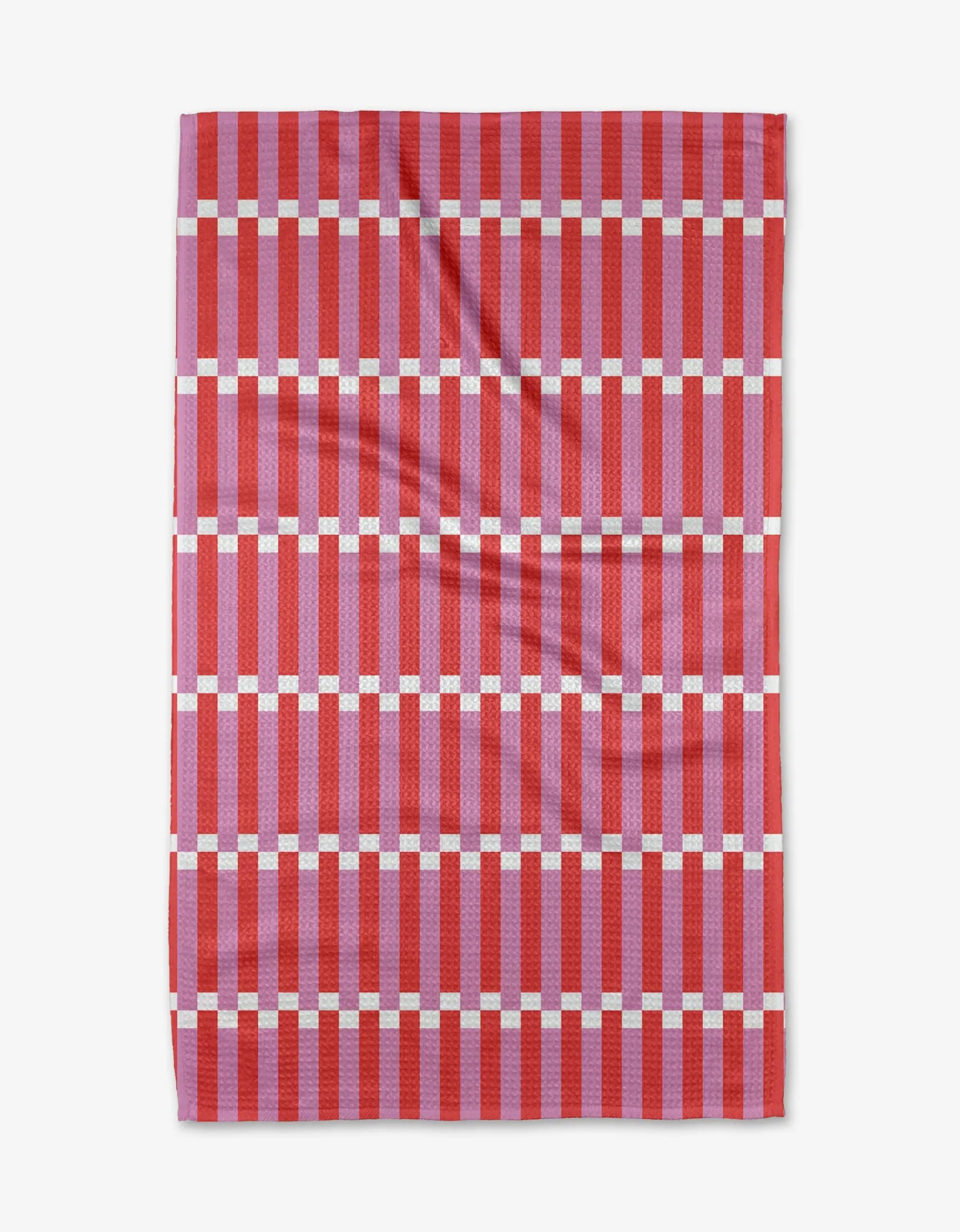GEOMETRY Stripe Block - Pink Red Tea Towel