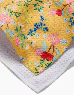 GEOMETRY Sunny Cherry Blossoms Tea Towel