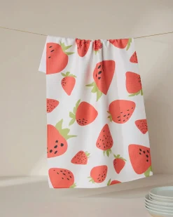 GEOMETRY Sunny Strawberries Tea Towel