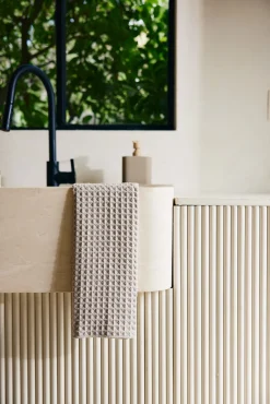 GEOMETRY Taupe Waffle Hand Towel