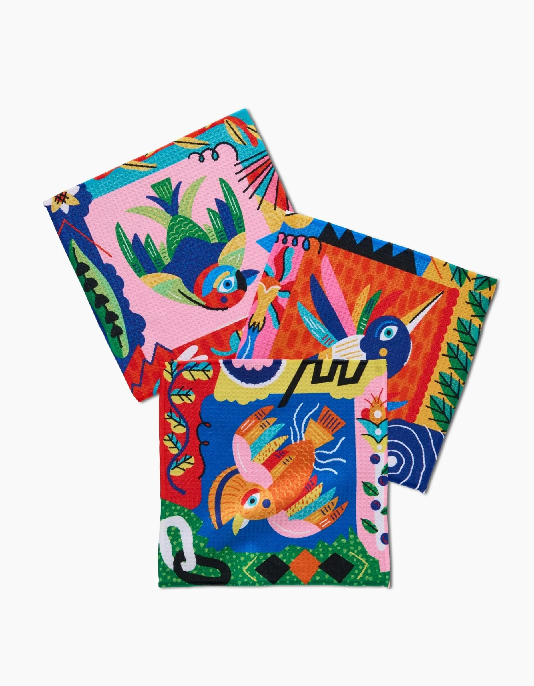 GEOMETRY Tropical Birds Dishcloth Set