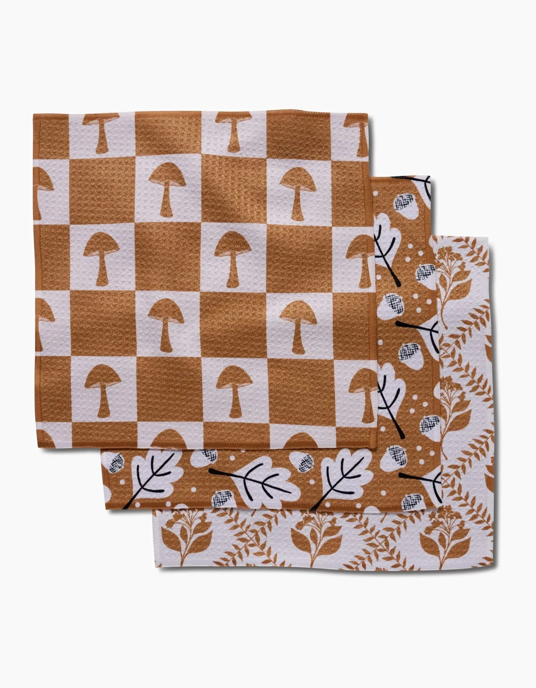 GEOMETRY Vines Acorns And Mushrooms Dishcloth Set