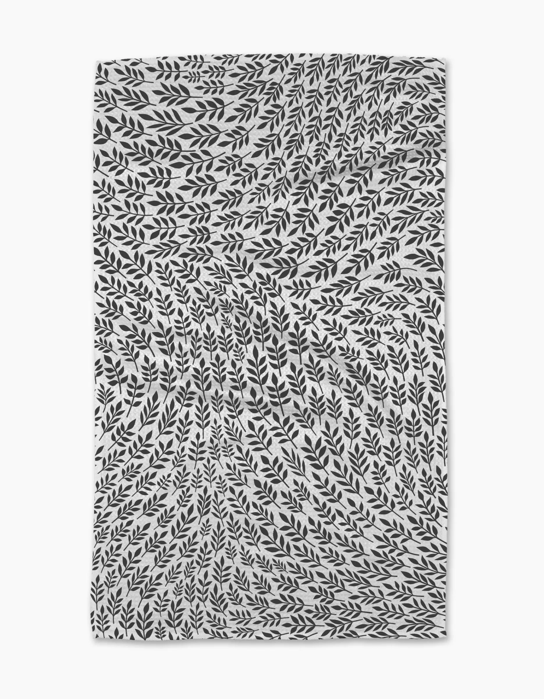 GEOMETRY White Leaf Swirl Tea Towel