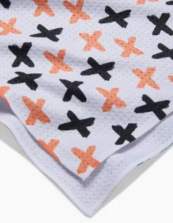 GEOMETRY X Marks The Spot Orange Tea Towel