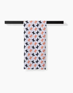 GEOMETRY X Marks The Spot Orange Tea Towel